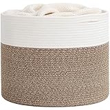 OrganiHaus Woven Baskets for Storage 20x13 Modern Boho Laundry Basket Cotton Rope Blanket Basket for Living Room