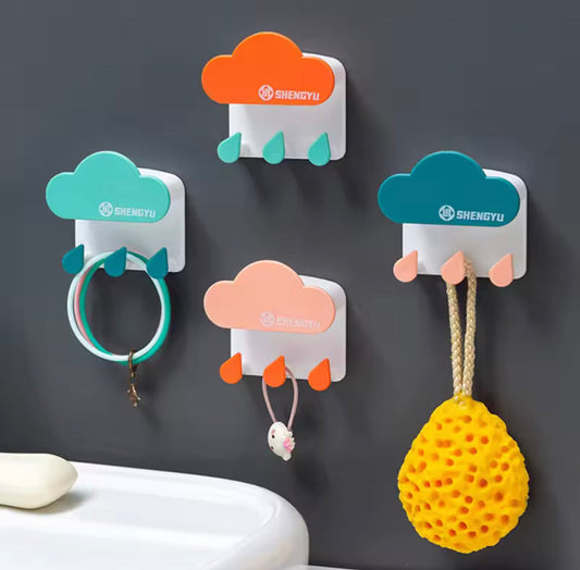 Cloud Water Drop Hook, Cloud Shaped Key Holder, Traceless Adhesive Hook