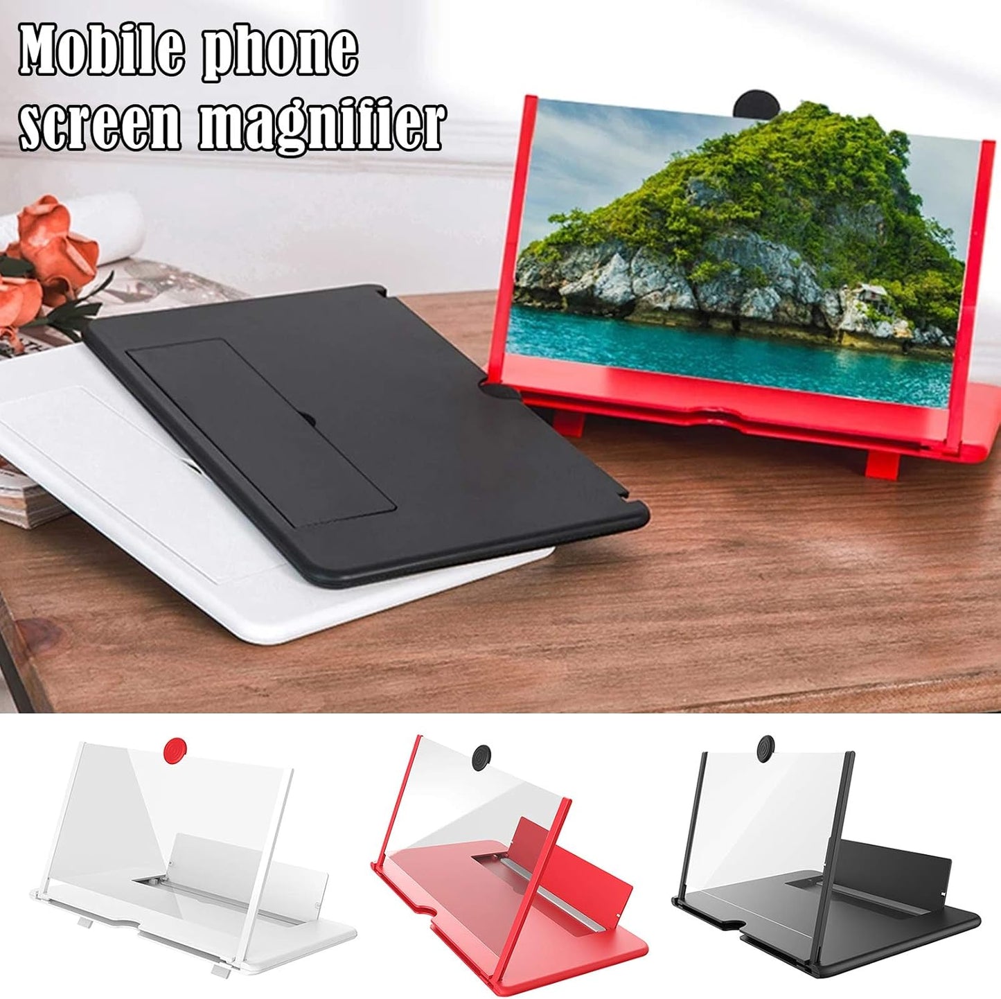 Cell Phone Screen Magnifier Video Amplifier Smart Phone Bracket Holder Folding 3D HD Magnifying Glass Large Screen