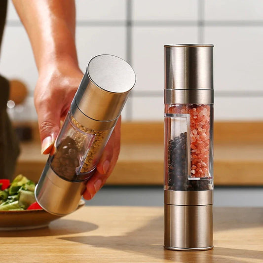 2 In 1 Stainless Steel Manual Live Salt and Pepper Grinder